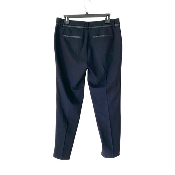 Vince Black Tuxedo Stripe Stretch Wool Ankle Pants size 6 Faux Leather - Picture 4 of 6